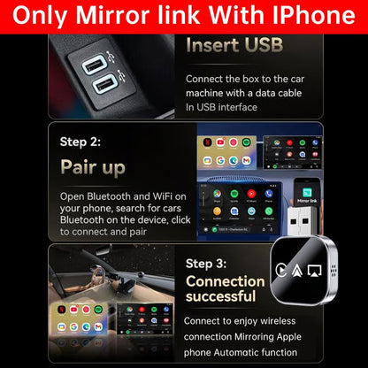 🔥2026 Upgrade 3 in 1 Wireless Carplay Mirror Link Adapter Instant Wired to Wireless Conversion Plug & PlayMini Stable Design for Wired Carplay,AirPlay