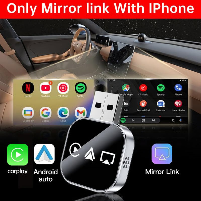 🔥2026 Upgrade 3 in 1 Wireless Carplay Mirror Link Adapter Instant Wired to Wireless Conversion Plug & PlayMini Stable Design for Wired Carplay,AirPlay